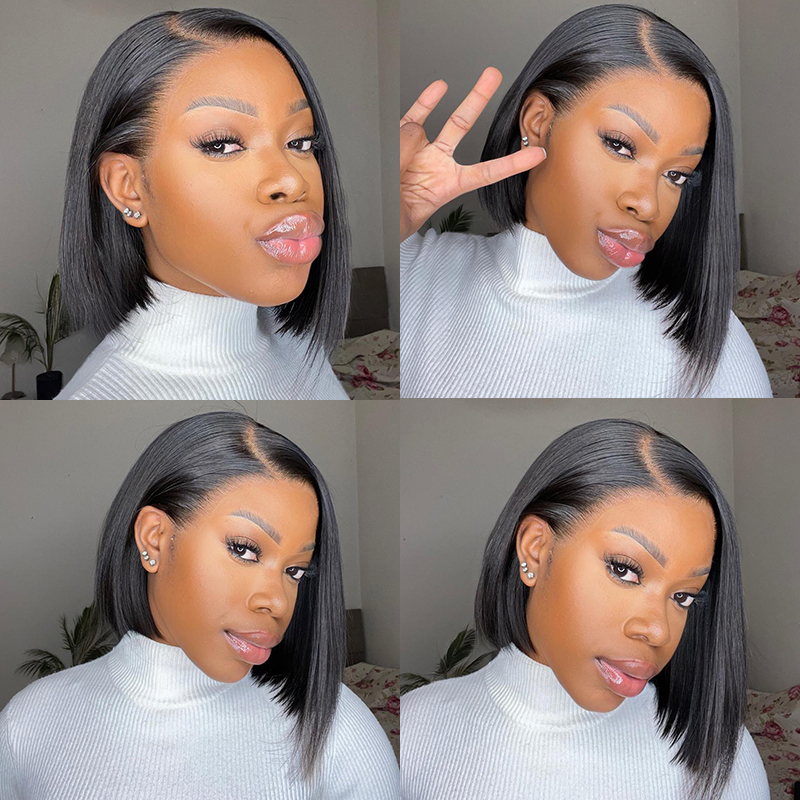 ISEE HAIR Bob Hair Wigs Straight 13*4 Lace Front Wigs 100% Human Virgin Hair Wigs