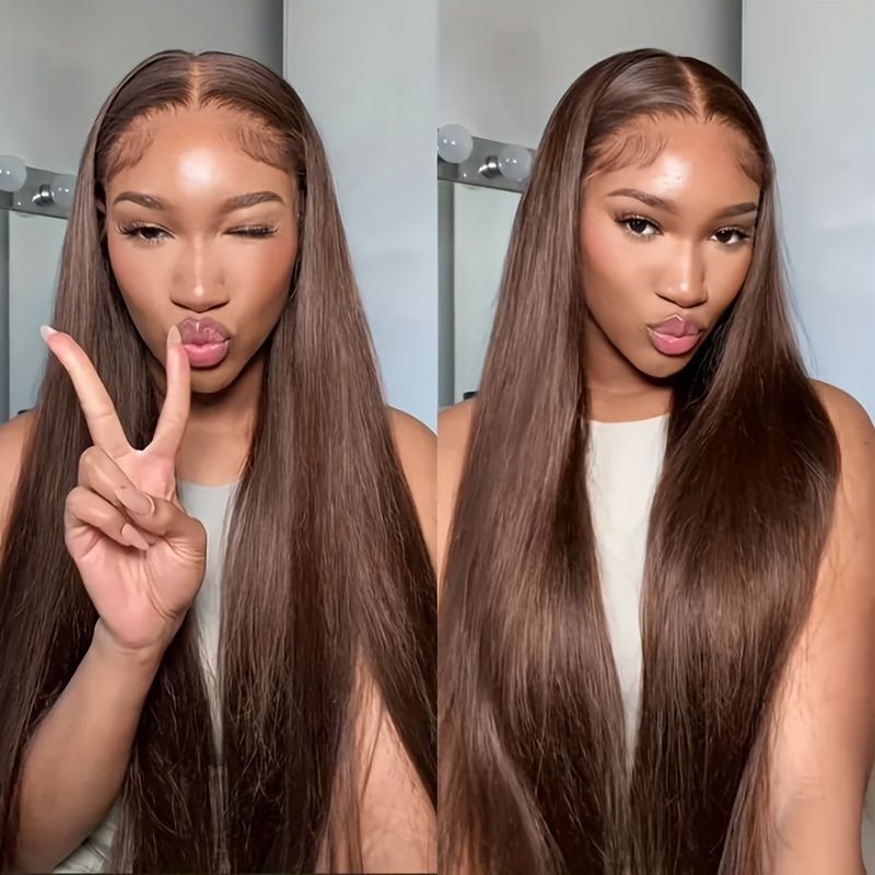 Chestnut Brown Color 13x4 Lace Front Wig Human Hair Wigs Pre Plucked | ISEE HAIR