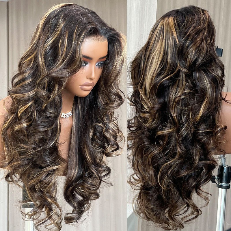 ISEE New In Pre-Styled Butterfly Cut Layer Brown Balayage Human Hair Wigs Pre Bleached Mini Knots Pre-Cut 7x5 C Part Lace Wig