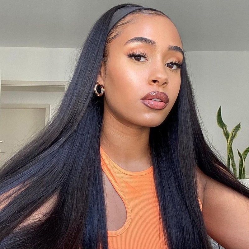 ISEE Sale Silky Straight Headband Wig Human Hair Glueless Wig