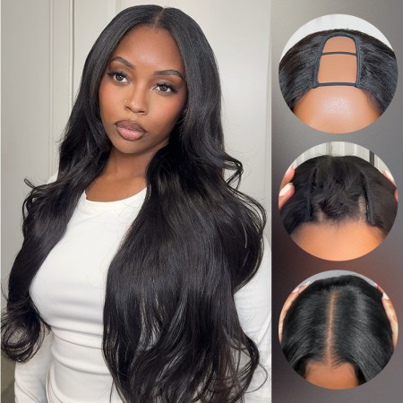 ISEE HAIR U Part Wig Human Hair Body Wave Upart Wigs Natural Color For Women 250% Density Glueless wigs