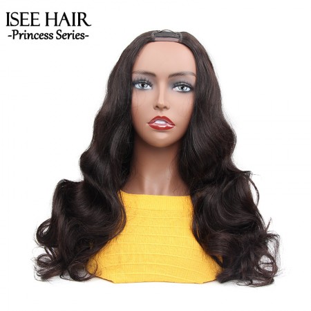 ISEE HAIR U Part Wig Human Hair Body Wave Upart Wigs Natural Color For Women Glueless wigs