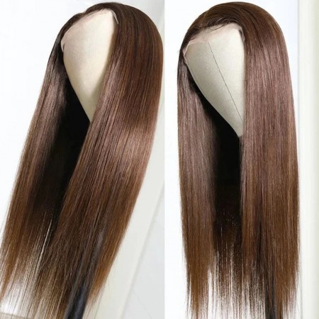 Chestnut Brown Color 13x4 Lace Front Wig Human Hair Wigs Pre Plucked | ISEE HAIR