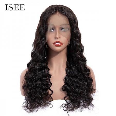 ISEE HAIR Natural Density Loose Deep Wave Lace Front Wigs 100% Natural Human Virgin Hair Wigs