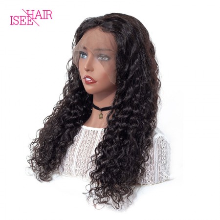 ISEE HAIR Water Wave Lace Front Wigs Natural Density Human Virgin Hair Wigs