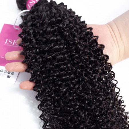 ISEE HAIR Mongolian Kinky Curly 1 Bundles Deal 10A Grade 100% Human Virgin Hair unprocessed 