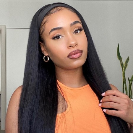 ISEE HAIR Straight Headband Wig Human Hair Glueless Wig