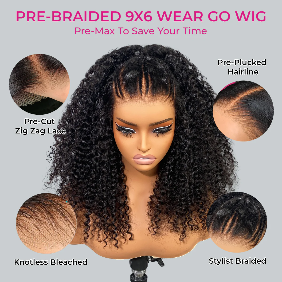 New Pre-Braided Wear Go Glueless Wigs