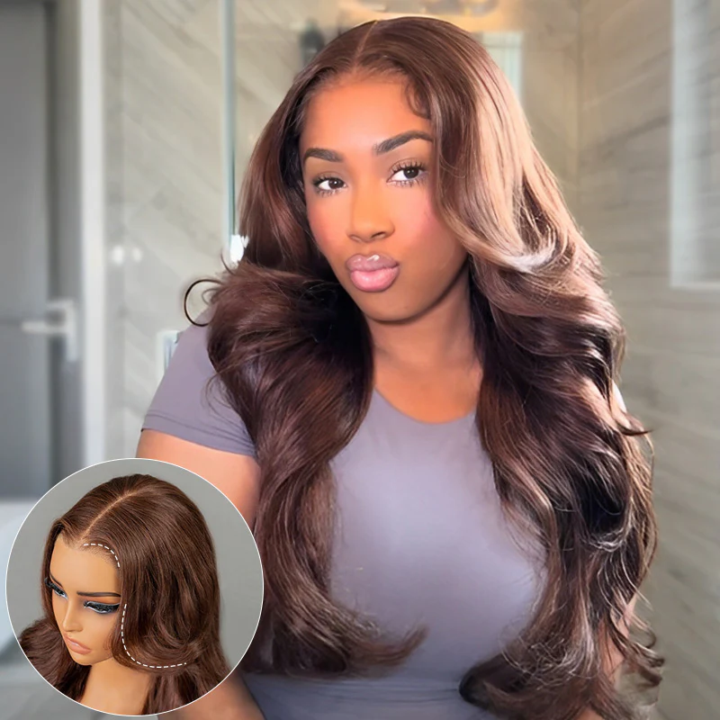 Chocolate Brown Body Wave Glueless Wig