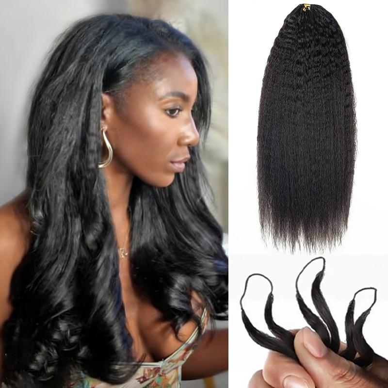 Kinky Straight Feather Crochet Braid Human Hair