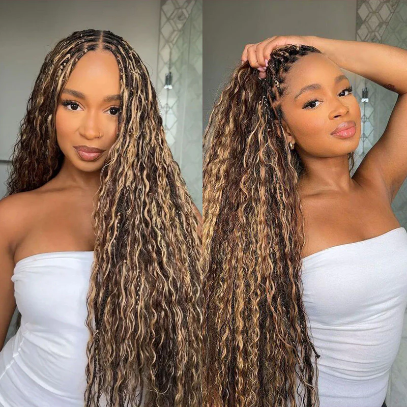 Highlight Brown Color Deep Curly Bulk Human Hair Braiding Hair
