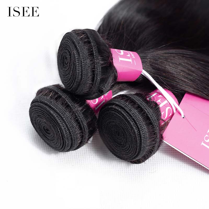 ISEE HAIR Straight Hair Bundles 10A Grade 100% Human Virgin Hair unprocessed