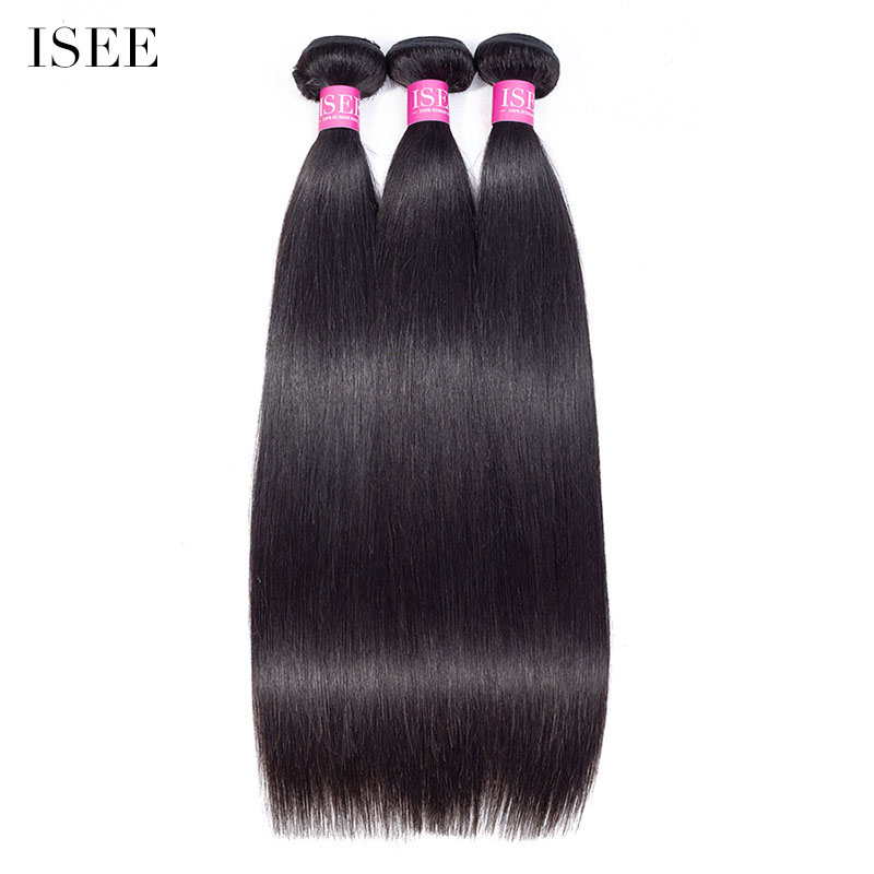ISEE HAIR 14A Grade 100% Human Virgin Hair Straight Hair 3 Bundles with Closure Deal