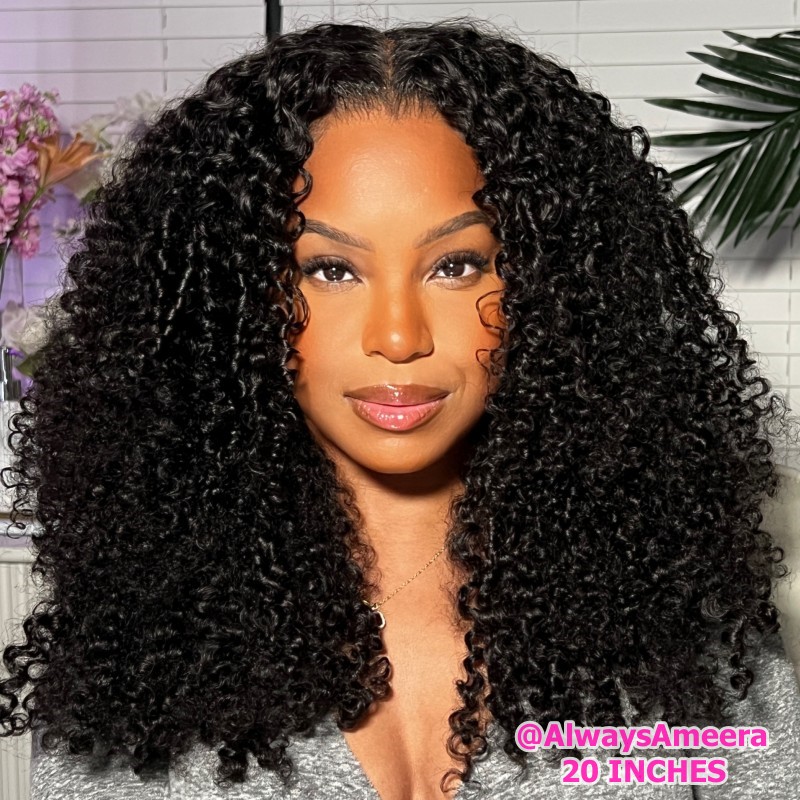 ISEE Bleached Knots Kinky Curly HD Lace Front Wig With Preplucked Natural Hairline