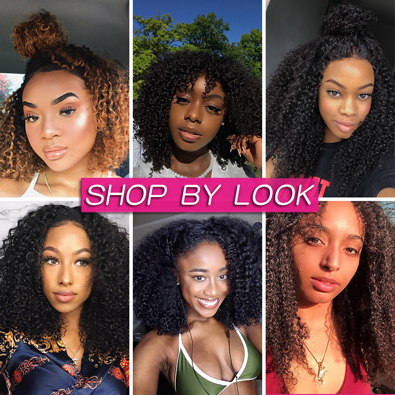 ISEE HAIR Kinky Curly Bundles with Closure 10A Grade 100% Human Virgin Hair