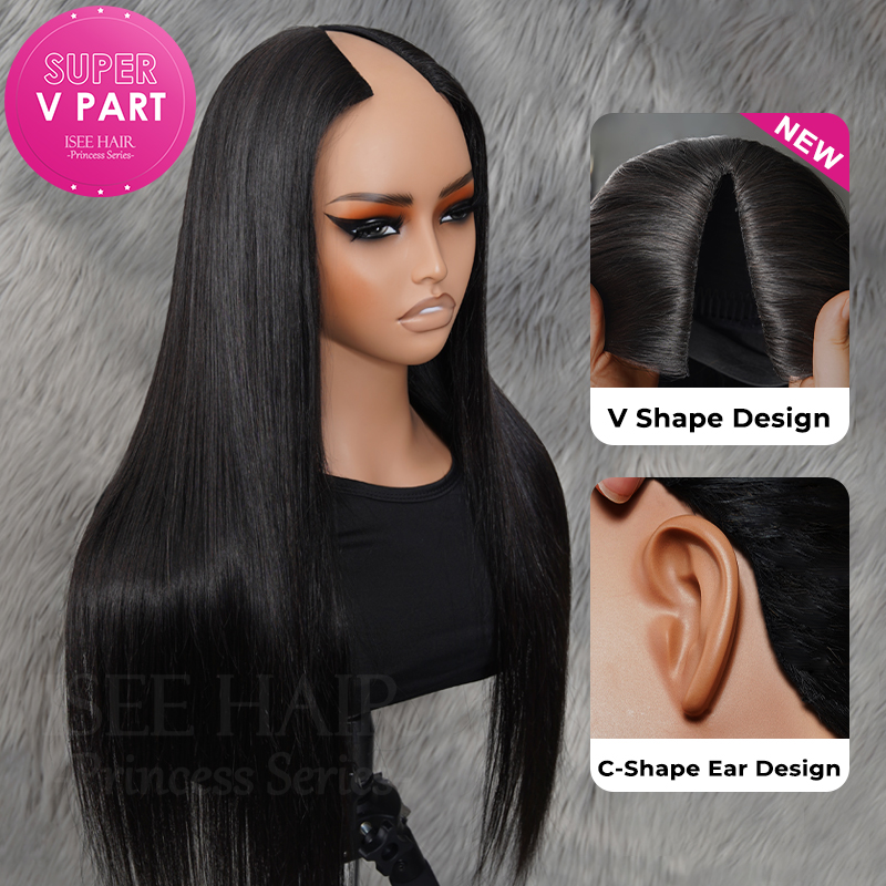 Super V Part Straight No Lace Glueless Human Hair Wigs