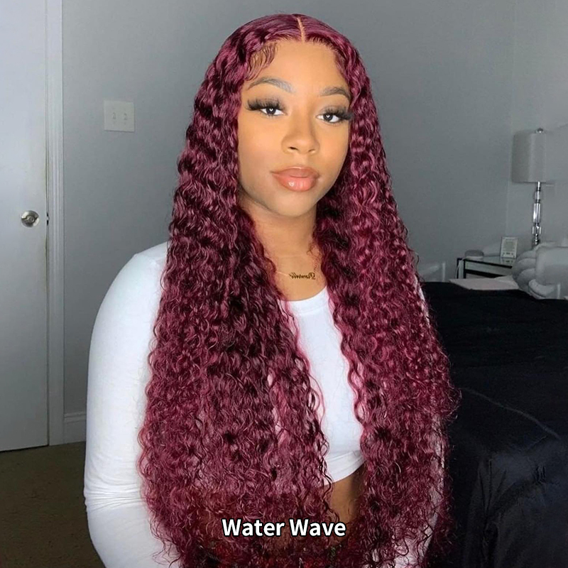 6x4 99J Burgundy wear go water wave glueless wigs