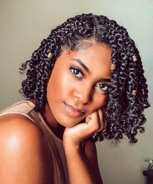 Chin-Length Kinky Twists quick hairstyle for black women