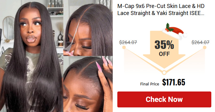 M-Cap 9x6 Pre-Cut Skin Lace & HD Lace Straight & Yaki Straight Wig