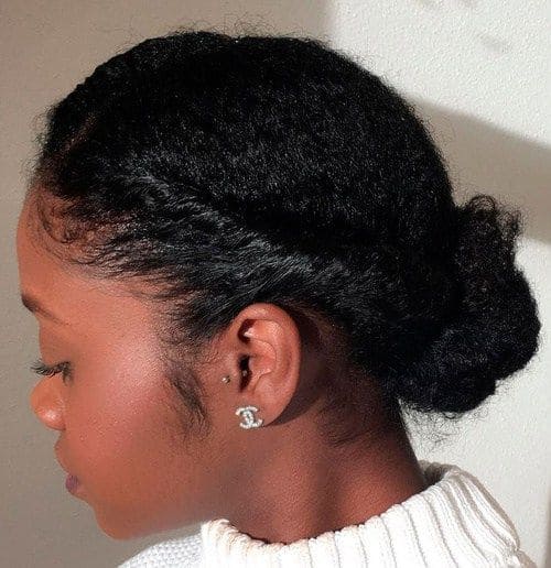 Side twist and Low Bun quick hairstyle for black women