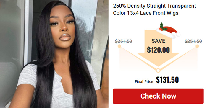 250% Density Straight Transparent Color 13x4 Lace Front Wigs