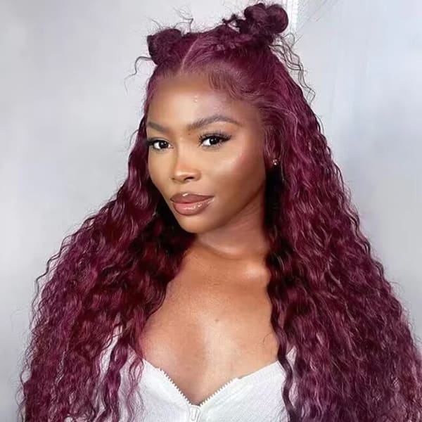 Burgundy Color water wave fall color wigs