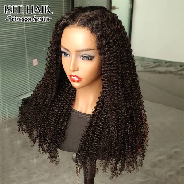 ISEE Wear Go Kinky Curly Lace Front Wigs Pre Cut Lace with Natural Hairline Glueless Wigs