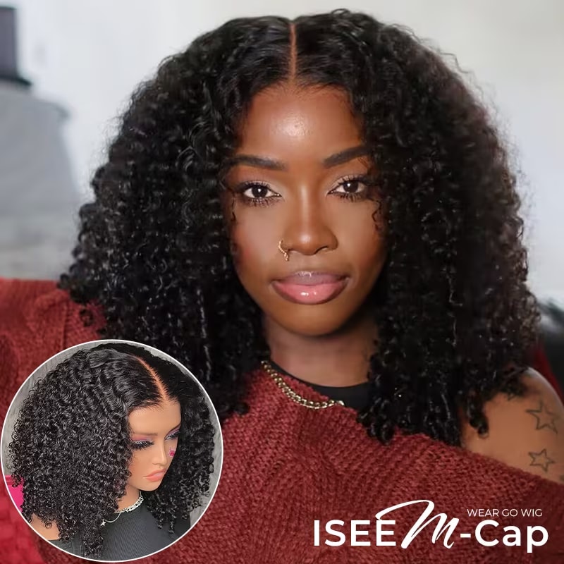 ISEE M-Cap Wear Go Kinky Curly 9x6 Pre Bleached Tiny Knots Pre-Cut